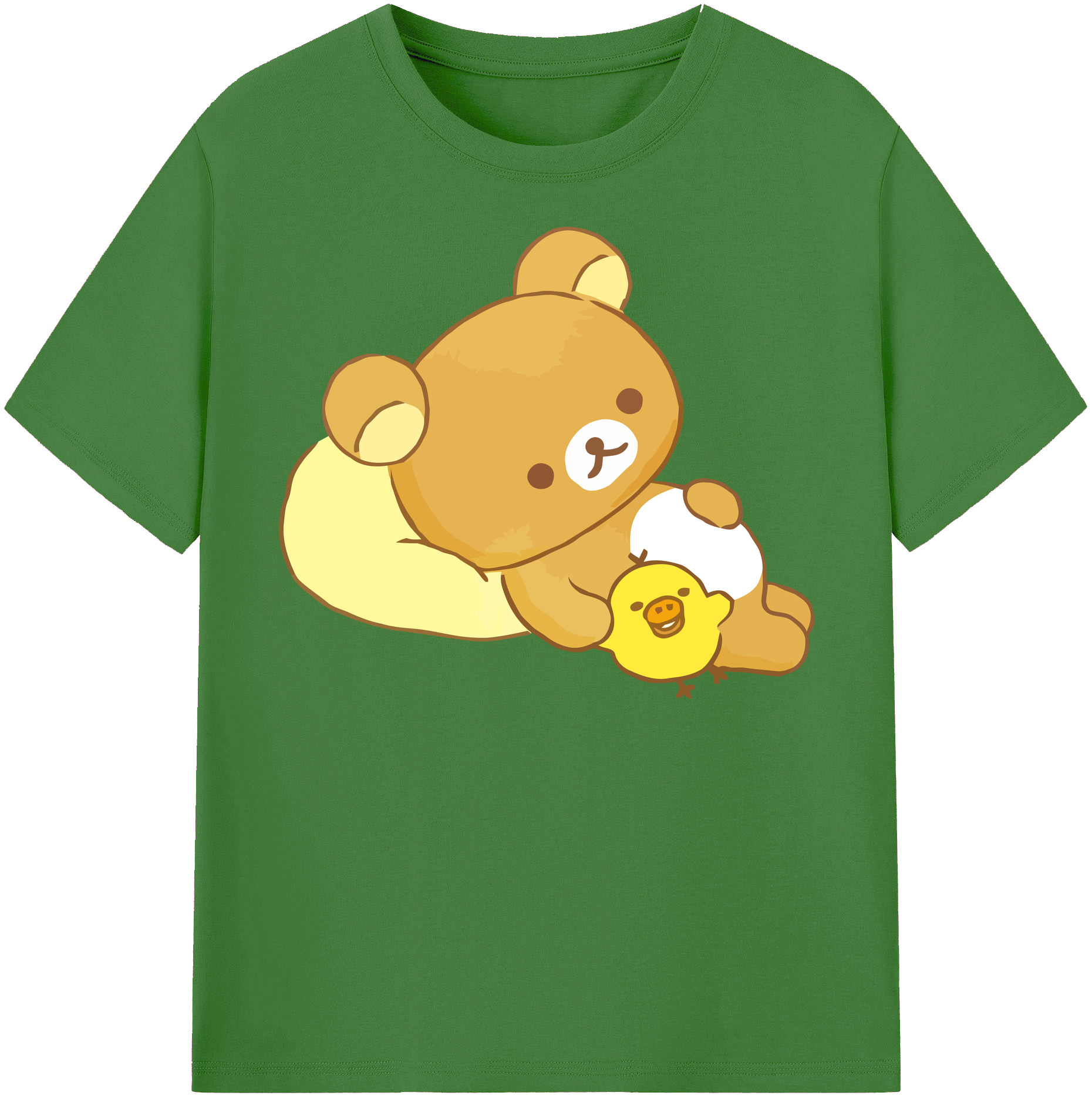 （画像用） リラックマ リラックマ キイロイトリ Rilakkuma Korilakkuma Kiiroitori レディースカジュアルプリントTシャツ（綿100％）